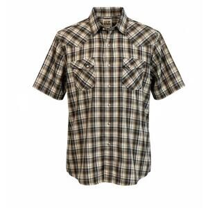 Ely Cattleman Western Shirt Mens Large Brown Plaid Pearl Snap Cowboy Rodeo‎